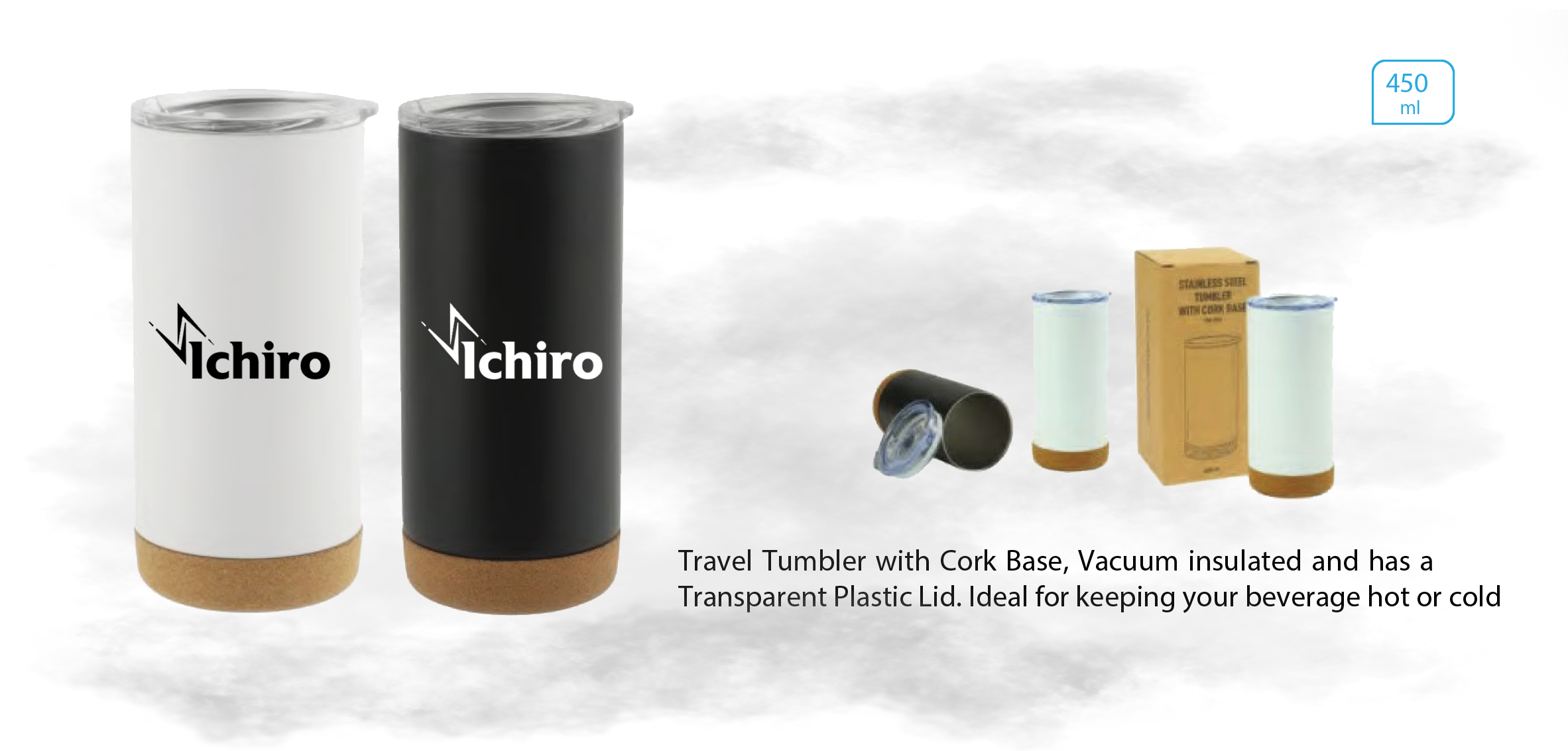 TRAVEL TUMBLER MUG WITH CORK BASE